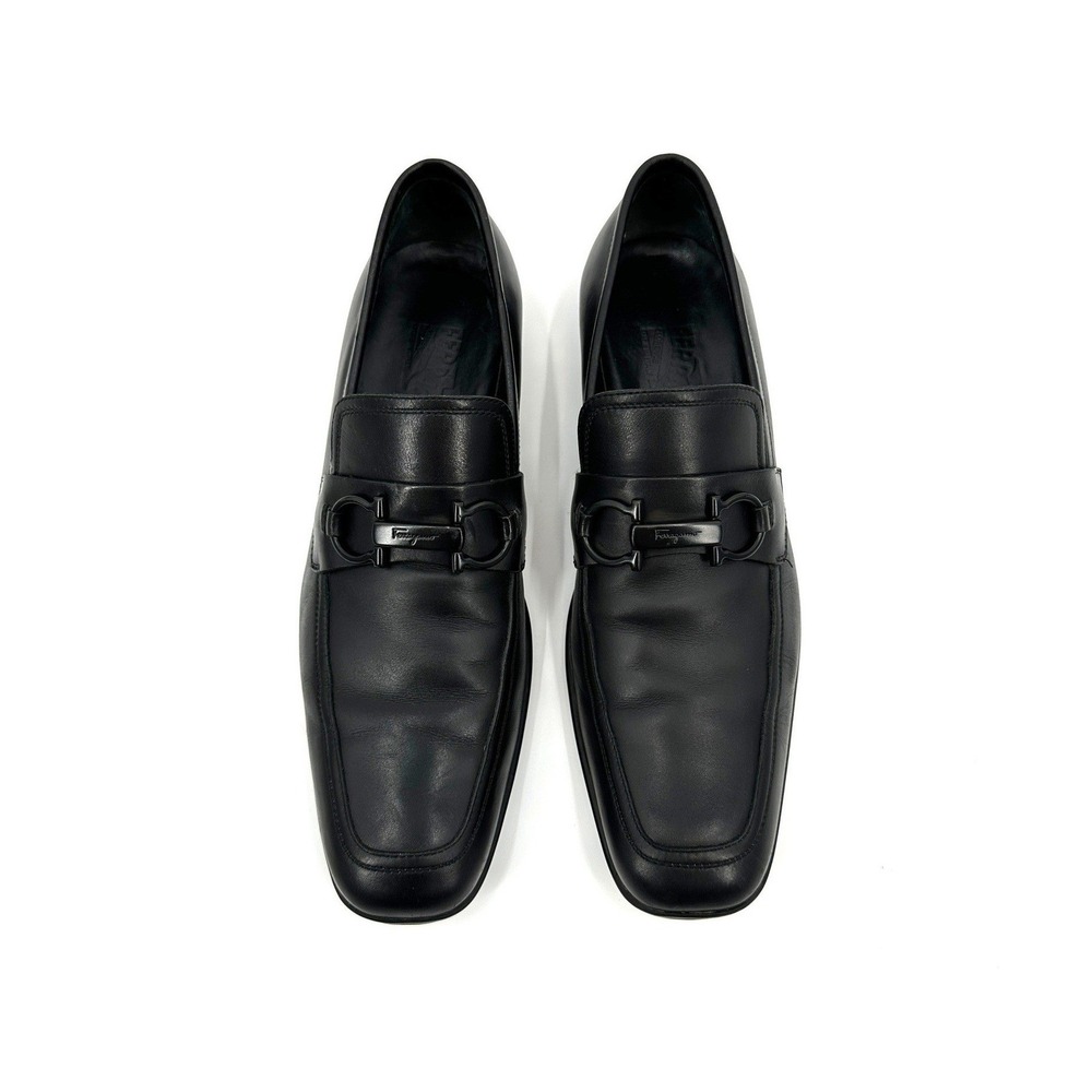 Salvatore Ferragamo Mens Black Leather Gancini Bit Driver Loafers‎ 8.5 D